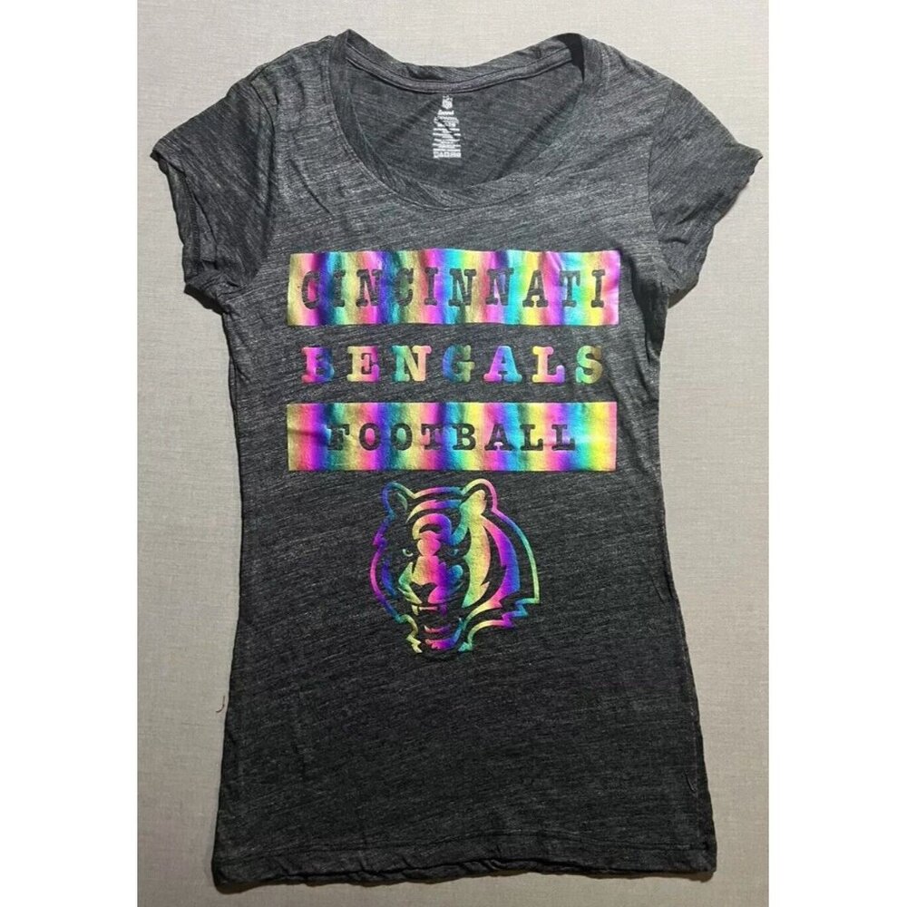 Cincinnati Bengals Shirt Teens‎ M Gray Colorful Short Sleeve Tee Girls New.
